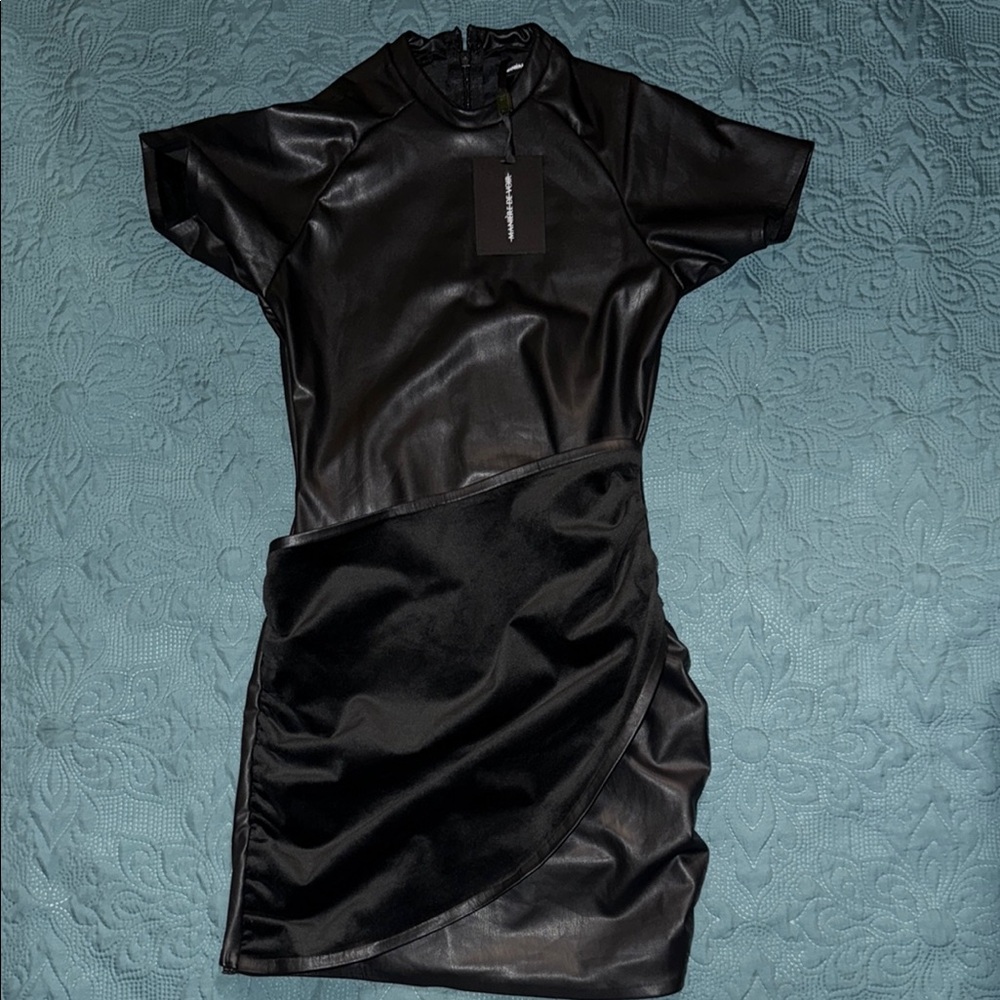Elegant Black Dress real Leather